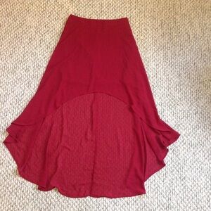 Elegant Red High-Low Women's Skirt